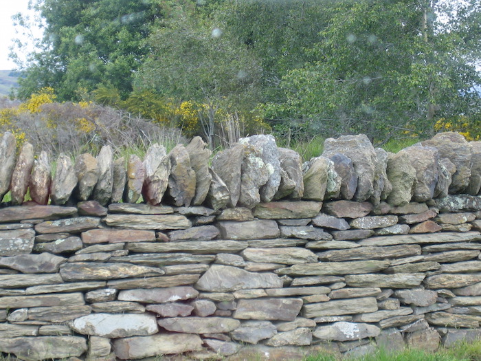 Stone wall in the village of Macraes Flat.