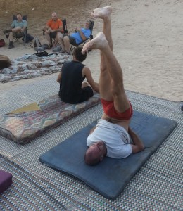 Ohad stretching after a strenuous first day.