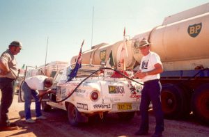 Refuelling the ute.