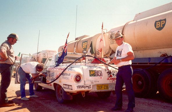 Refuelling the ute.