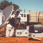 Satellite equipment for live outside broadcast back to Channel Seven.