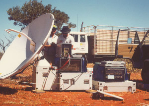 Satellite equipment for live outside broadcast back to Channel Seven.