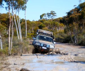 Ewen tackled this bog hole in 2WD.