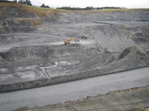 Working the open pit.