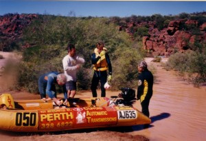 Assessing the situation. Bill's boat (in background) already retrieved to southern bank.