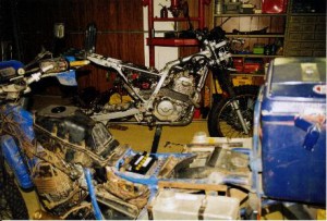 Tenere and Dominator in George's workshop.
