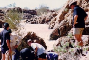 Launching the retrieval boat.