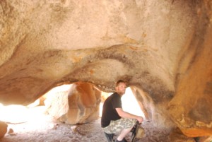 Paul checks out some native hand prints