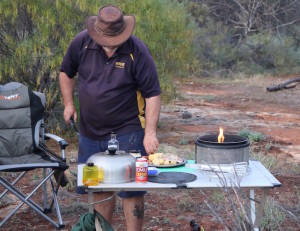 Dusty with his Cobb cooker.