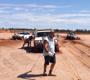 Joe ready to hook onto Scotty's vehicle.