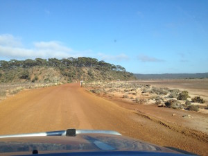 Leaving Norseman across Lake Cowan.