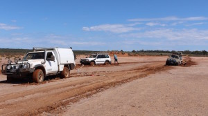 Three vehicles stuck.
