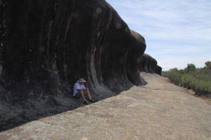 Kim takes a breather at the 'waves'.