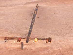 Corrosion of the telegraph pole is accelerated by the salt.