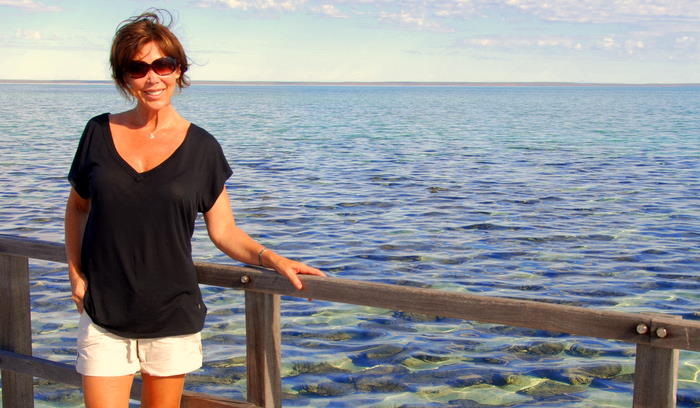 Tammy at the Hamelin Bay stromatolites.