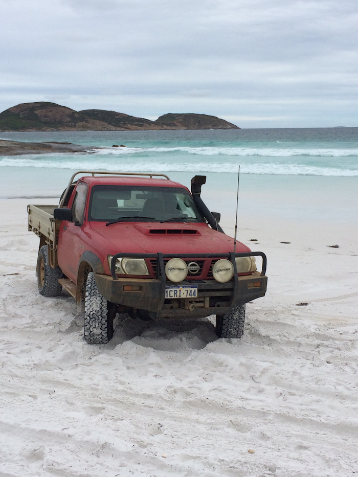 Fish's ute at Lucky Bay.