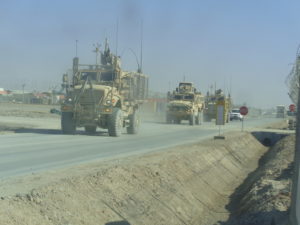 MRAPS going on patrol.