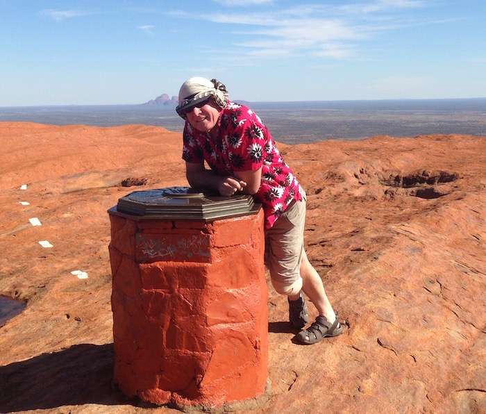 Kim on top of Uluru.
