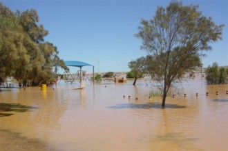 Low lying areas by the river in Kalbarri were flooded.