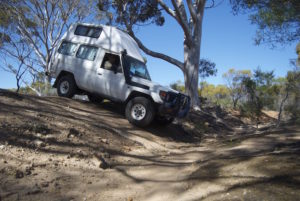 Steve takes his Toyota across a gutter.