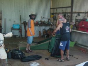We camped in the shed.