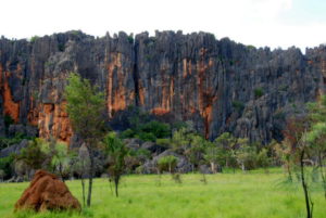 Napier Range, in which the Windjana Gorge has been formed by the Lennard River.