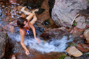 Tammy enjoying herself in Zebedee Springs