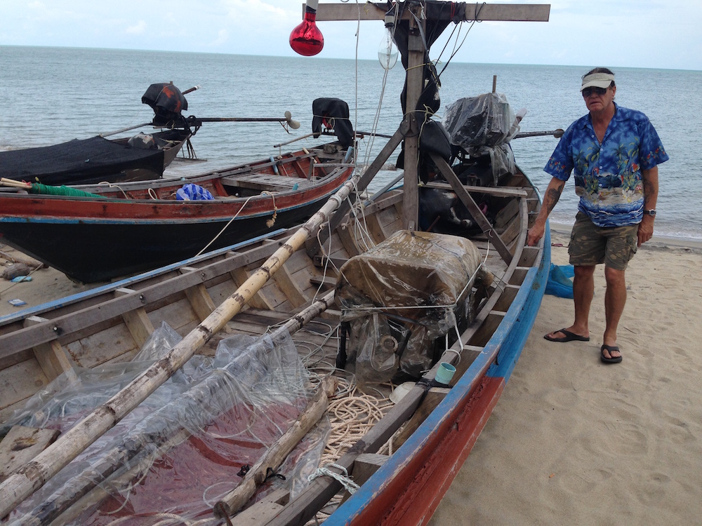 Ron with fishing boats at Khanom.