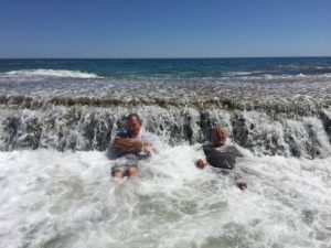 Kim and Scott at wave massager.