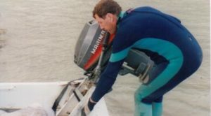 Kevin launching boat.