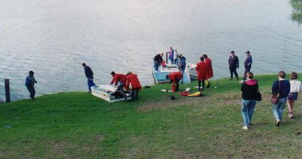 Preparing to launch the second boat at Wellington