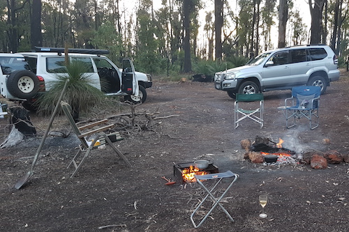 Our campsite in the jarrah forrest.