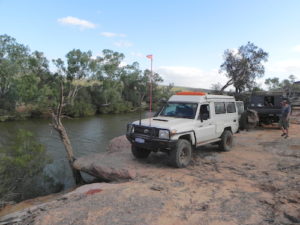 Brad and Jane's Toyota at our camp at Wilgamia Pool