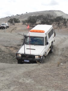 Brad drives his Troopy through the gutter