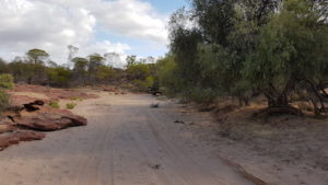 This flat 'road' is actually the bed of a creek.