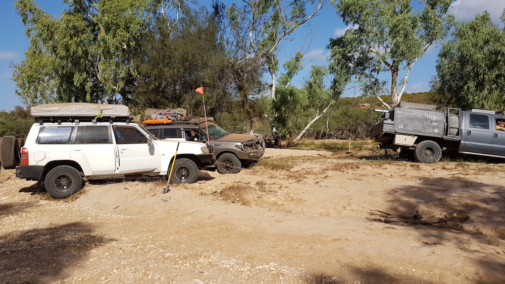 Two vehicles were required to extricate the F250.