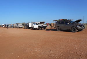 Inflating tyres just before driving onto the Woodie Woodie Road.