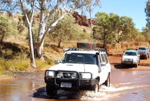 Mike takes his Patrol through the Fortescue River.