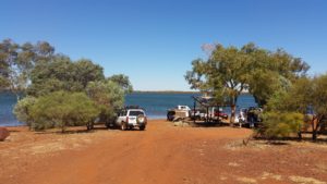 Vehicles at Opthalmia Dam.