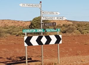 At the intersection of Ashburton Meekatharra Road and Pingandy Road.