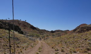 The tracks leads through a picturesque valley.