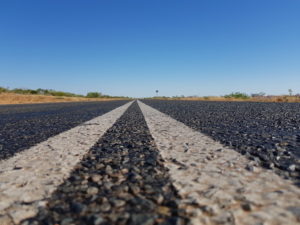 Follow the white line.