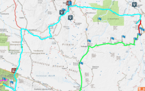 Carawine Gorge to Karijini Map.