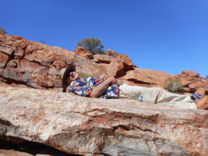 Greg relaxing above the petroglyphs.