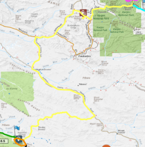 Karijini to Mount Augustus Map.