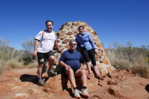 Nick, Mike and Carrie at the cairn at the summit of Mount Augustus.
