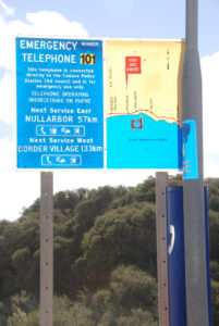 Emergency phone at Wigunda on Eyre Highway.