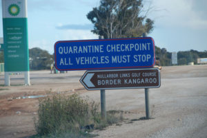 Border Village - SA to WA. The requirement demanded on the sign is for west bound vehicles only.