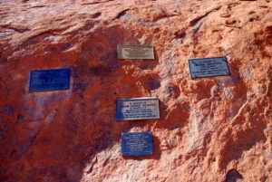 Plaques commemorating those who died on the rock.