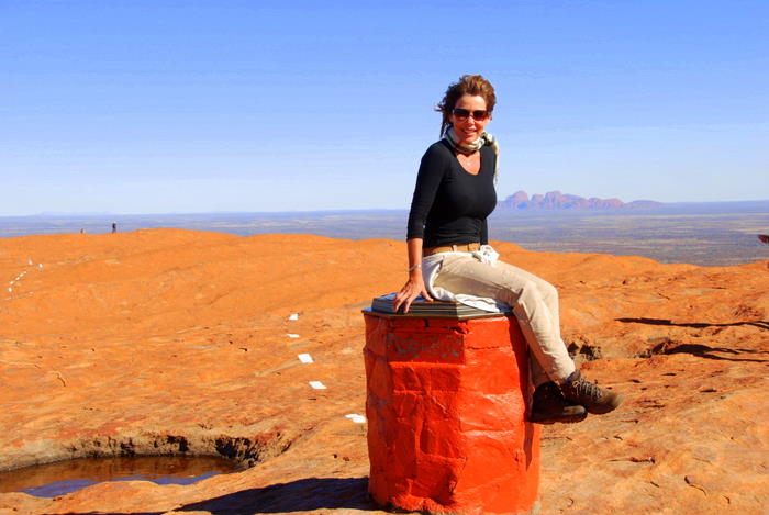 Tammy at the summit marker.